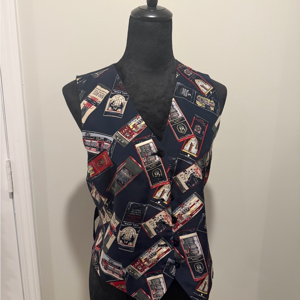 Liz Claiborne Size 8P “Hotel Matchbook” Vintage Silk Vest
